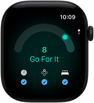Apple Watch Series 12, aluminum case, black color, readiness score of 8, right side exterior, Digital Crown