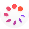 Cycle Tracking icon, a white circle with a ring of eight purple and orange discs inside