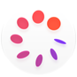Cycle Tracking icon, a white circle with a ring of eight purple and orange discs inside