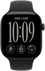 Apple Watch Series 12, Aluminium case, black color, Responsive Art watch face, Sport Band, black color