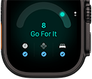 Apple Watch Ultra 4, titanium case, black color, readiness score of 8, right side exterior, Digital Crown, raised side button
