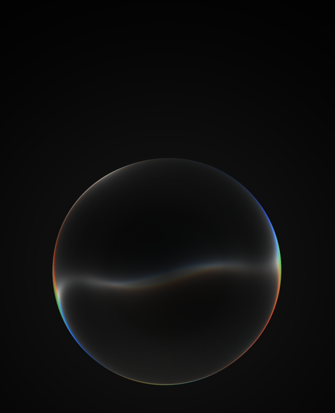 Siri AI interface, transparent orb on black background with text reading: "Siri, what time should I leave for practice?"