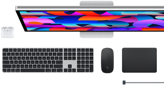 Mac accessories: AirPods, Studio Display, Magic Keyboard, Magic Mouse, Magic Trackpad, MagSafe charge cable