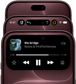 3 iPhone 18 Pros in Burgundy fanned out to show Dynamic Island in different modes: off, minimized, maximized