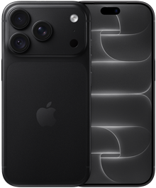 iPhone 18 Pro, back exterior, black color, Pro Fusion camera system at top, Apple logo in center, front exterior, all-screen design